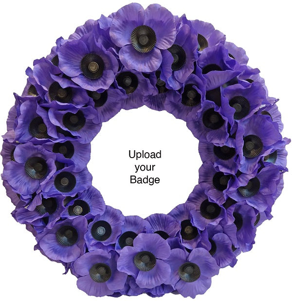 No. 2 Purple Poppy Wreath (17", Upload Your Own Badge)