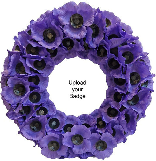 No. 2 Purple Poppy Wreath (17", Upload Your Own Badge)